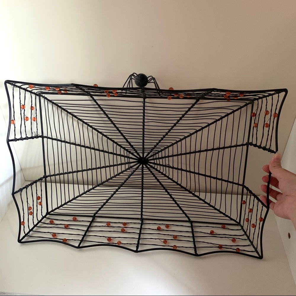 New large Metal basket tray  decor Whimsigoth spider